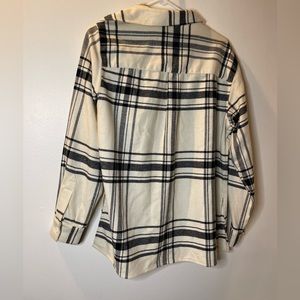 Lizsport Wool Blend Black White Plaid Flannel
Button Down Shirt Jacket Coat Sz S